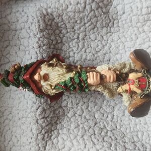 Christmas, Holiday, Festive Whimsical Santa Figurine with Red and Green Accents